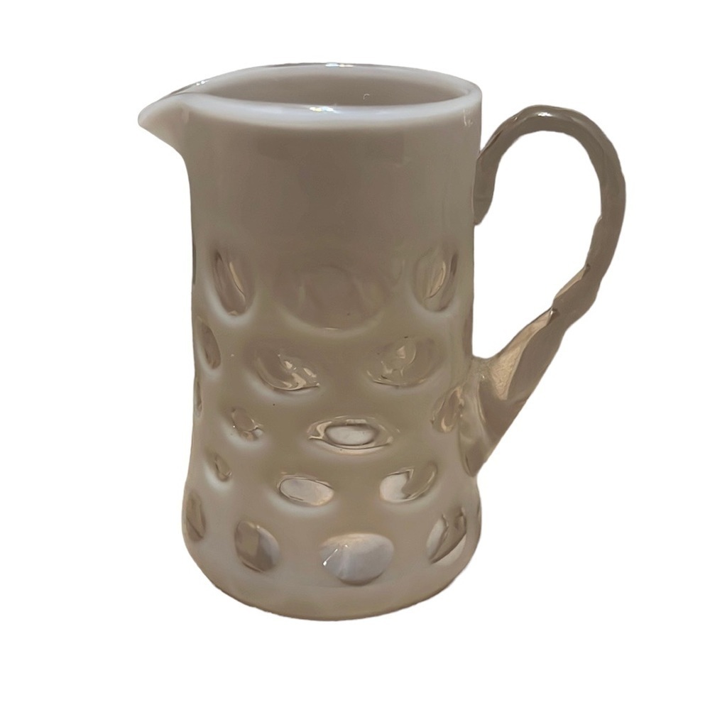 Fenton white opalescent coin dot 4 inch creamer